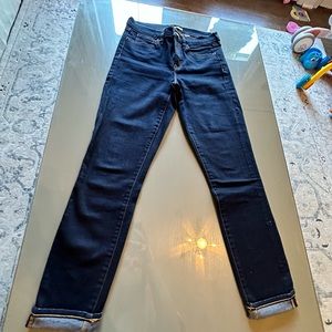 J crew dark wash, cropped cuff jeans. Little stretch. Size 27/28